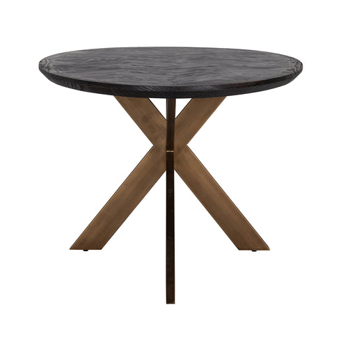 Bonita Parquet Black & Brass Frame Oval 6 Seater Dining Table Medium